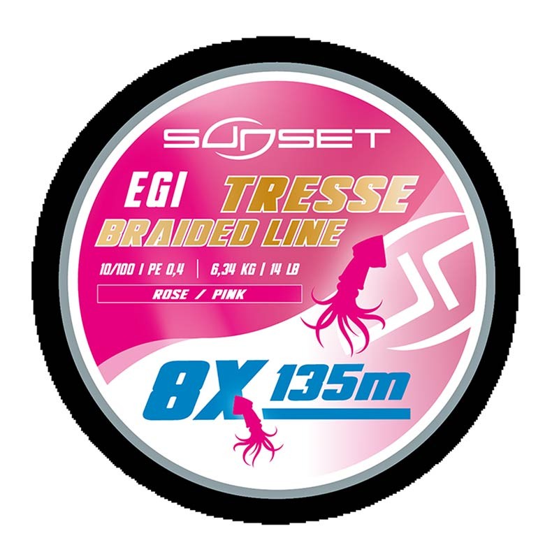Sunset 8X Rs Eging – Tresse – Fluo Rose / 135M / Rose / 10/100 / 6.36 / 135 / 14 / 0.4
