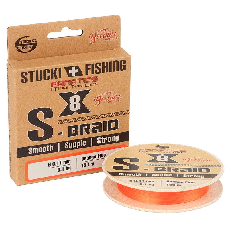 Stucki Fishing S-BRAID X8 | Tresse – Orange / 150M / Orange / 8/100 / 150