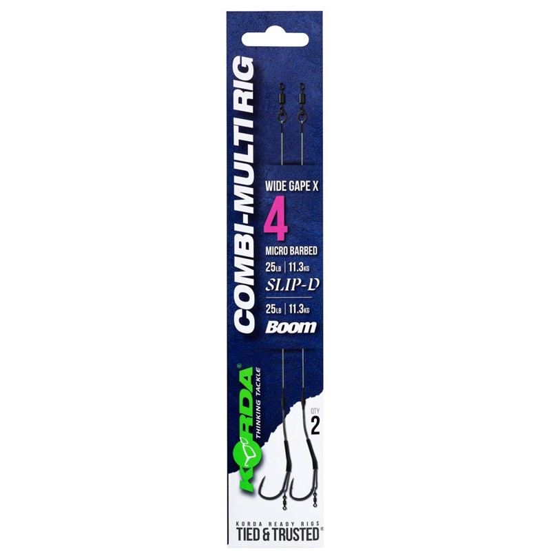 Monté Korda Combi Multi Rig Wide Gape | Bas de Ligne – 2 · Sans Ardillon · N°4 · 25