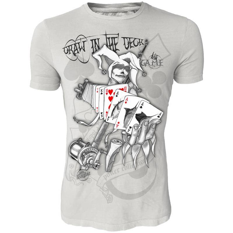 Tee Shirt Manches Courtes Homme Hot Spot Design Big GAME-DRAW In The Deck – Gris · Gris · M
